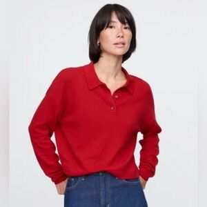 Gap CashSoft Relaxed Polo Sweater in Modern Red size M